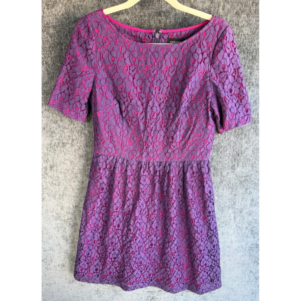 Adrianna Papell Women's Dress Size 10 Purple‎ Floral Lace Cocktail Evening Wear